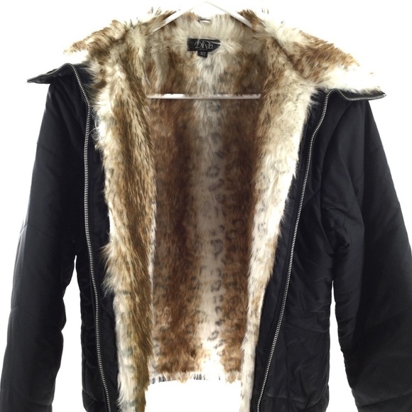 Diva Faux Rabbit Fur  Black Jacket - Picture 2 of 8